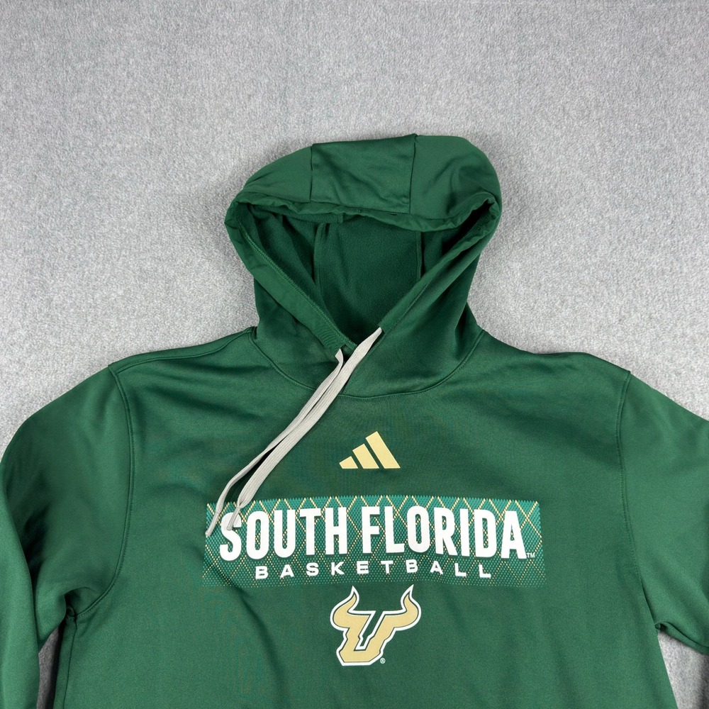Adidas USF South Florida Bulls Basketball Aeroready Hoodie Men S Green‎ Pullover